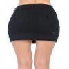 Wax Women's Juniors Casual Distressed A-Line Denim Short Skirt, Black, s view 2