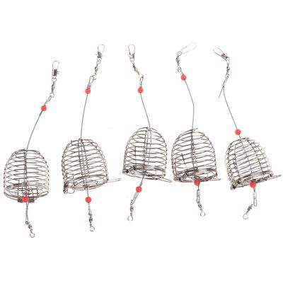 BESPORTBLE 5PCS Fishing Bait Cage Stainless Steel Lure Cage Bait Fishing Basket Feeder Holder Small Tackle