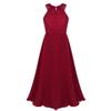Agoky Kids Big Girls Chiffon Pageant Party Wedding Flower Girl Dress Junior Bridesmaid Long Gowns Burgundy Lace Cutout Back 6 view 1
