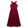 Agoky Kids Big Girls Chiffon Pageant Party Wedding Flower Girl Dress Junior Bridesmaid Long Gowns Burgundy Lace Cutout Back 6 view 3