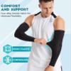HiRui Arm Compression Sleeves for Men Women Youth Kids, UV Protection 20-30mmHG Support, Great for Running Cycling Basketball Golf Tattoo Cover, Breathable Moisture-Wicking (Black, X-Large) view 3