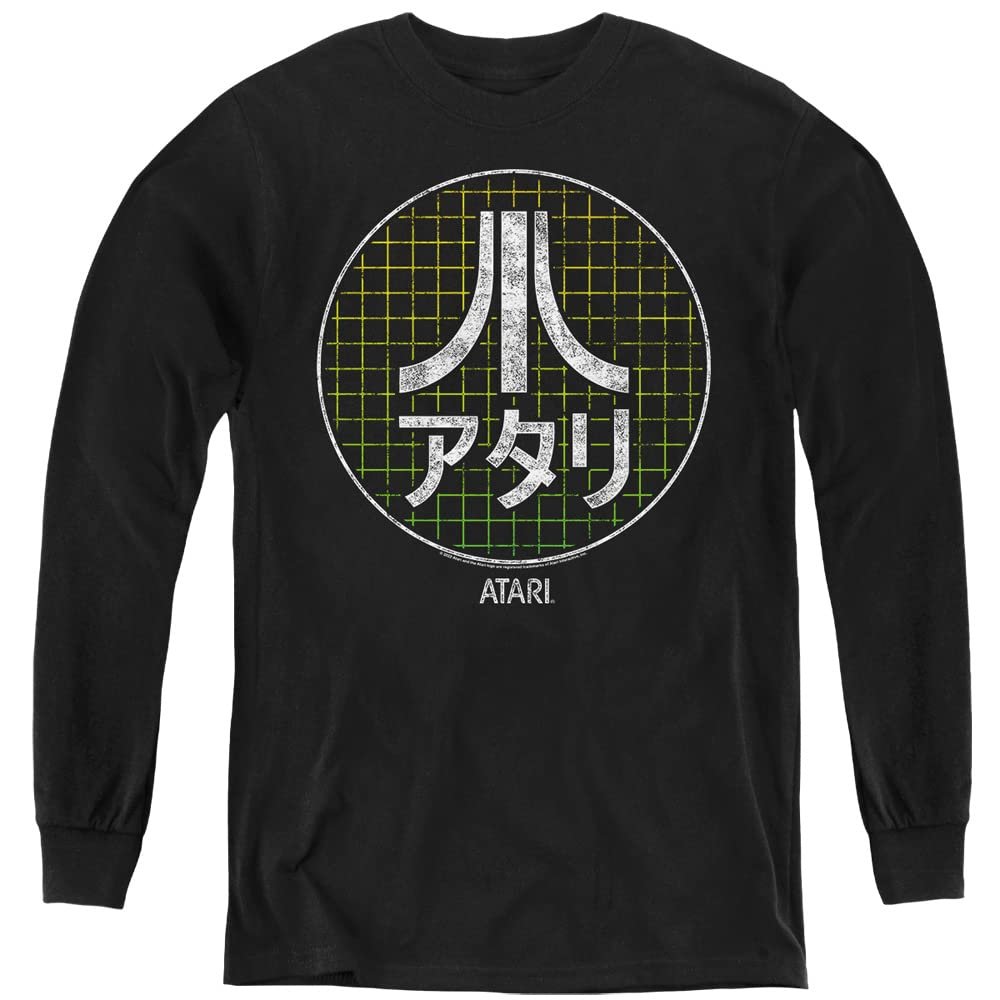 Atari Japanese Grid Youth Long Sleeve T Shirt, X-Large Black