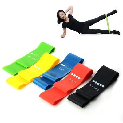 Gaumonki Indoor Outdoor Fitness Equipment 0.35mm-1.1mm Pilates Sport Training Workout Elastic Bands 5 Colors Yoga Resistance Rubber Bands