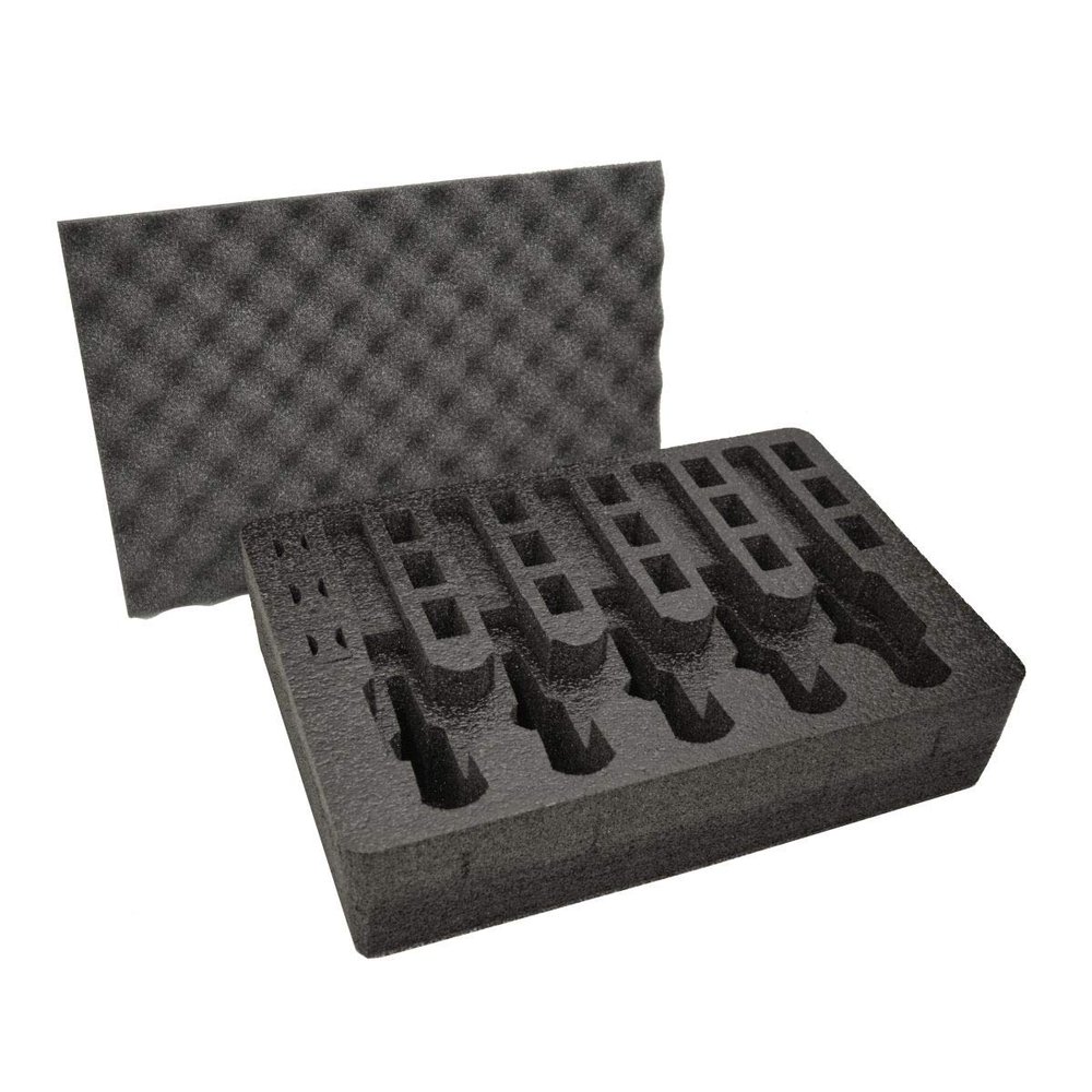 5 Pistol 18 Magazine Storage Foam Insert for IM2300 Case - 2 Piece Set Pre-cut Military Grade Polyethylene Foam Base Insert and Lid Liner (Case Not Included) Black