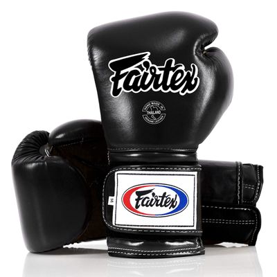 Fairtex Muay Thai Boxing Gloves BGV9 - Heavy Hitter Mexican Style Training & Sparring Gloves for Kick Boxing MMA K1 (Black, 14 oz)