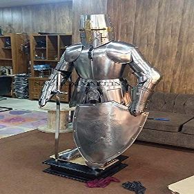 THENAUTICALMART Knight Medieval Knight Suit of Armor Templar Combat Full Body Armour Stand Mm9 (Carbon-Steel)