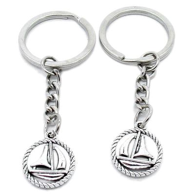 100 Items Metal Keychain Keyring Key Tags Chains Rings Jewelry Bag Charms D9ET8 Sailboat Junk Sailing Ship