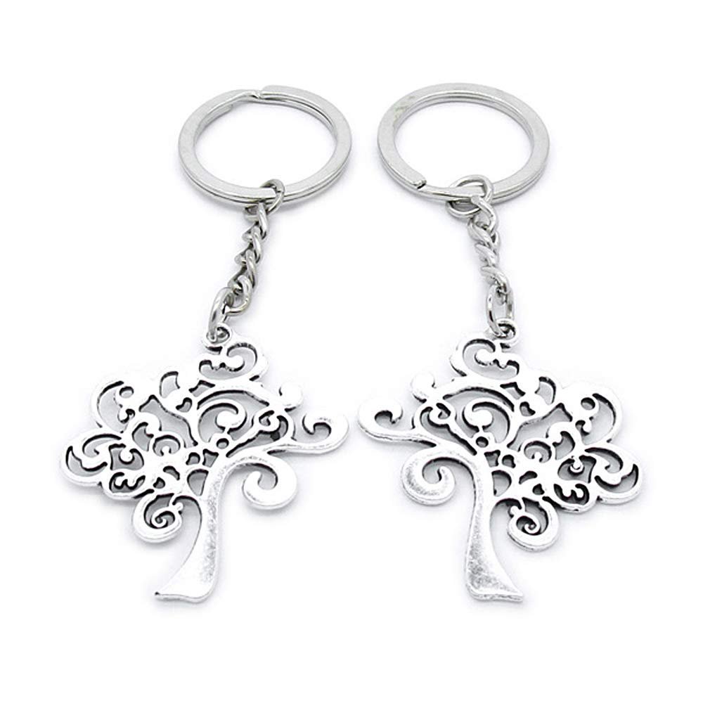 1 Item Metal Keychain Keyring Key Tags Chains Rings Jewelry Bag Charms DV7D3 Life String Tree Oak