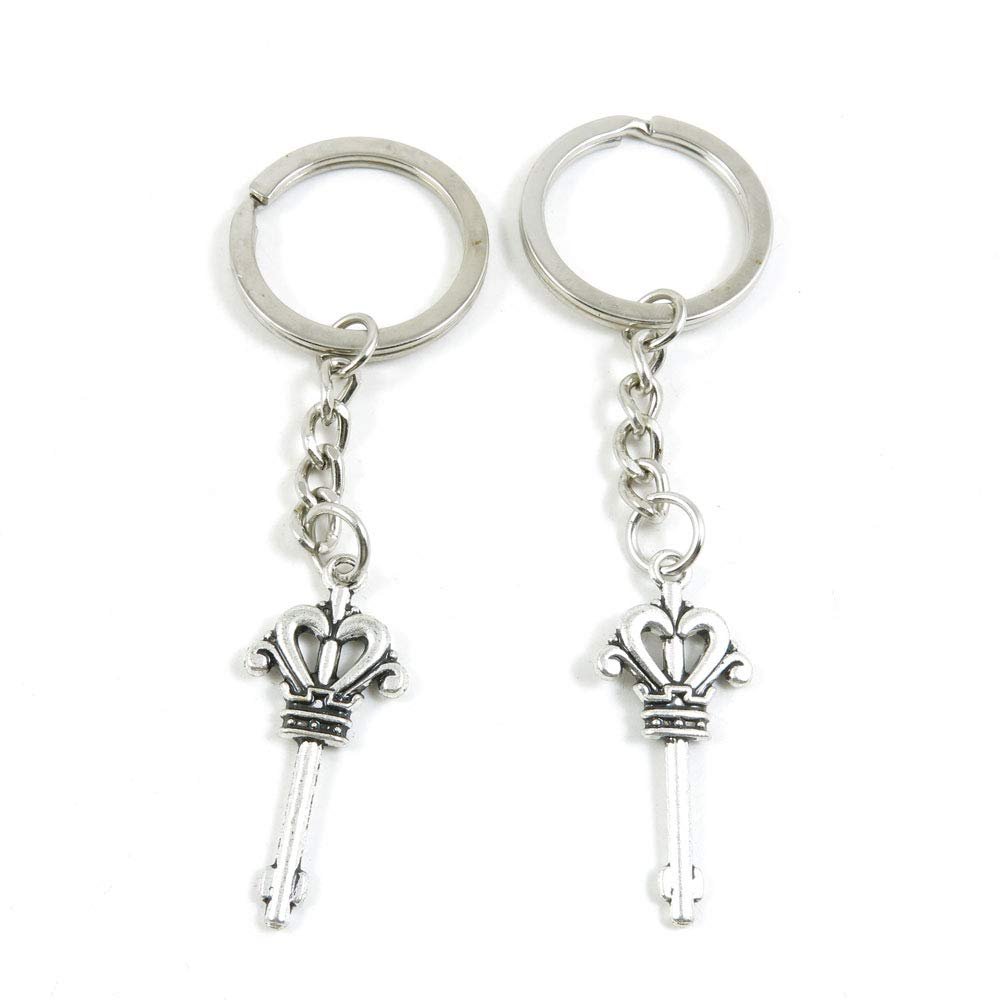 5 Items Metal Keychain Keyring Key Tags Chains Rings Jewelry Bag Charms G9RW5 Crown Skeleton Key