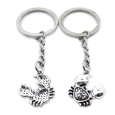 1 Item Metal Keychain Keyring Key Tags Chains Rings Jewelry Bag Charms CF4C7 Crab Cancer