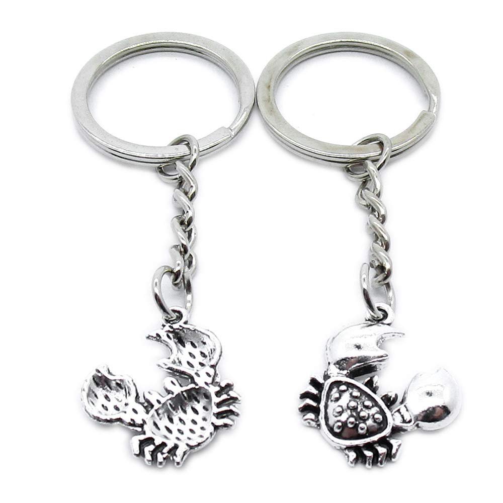 1 Item Metal Keychain Keyring Key Tags Chains Rings Jewelry Bag Charms CF4C7 Crab Cancer