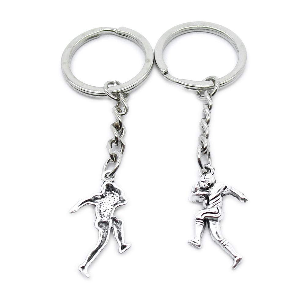 100 Items Metal Keychain Keyring Key Tags Chains Rings Jewelry Bag Charms QY9C7 American Football Player