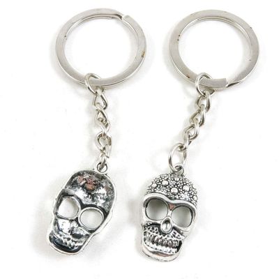 5 Items Metal Keychain Keyring Key Tags Chains Rings Jewelry Bag Charms O4BF5 Skull Head