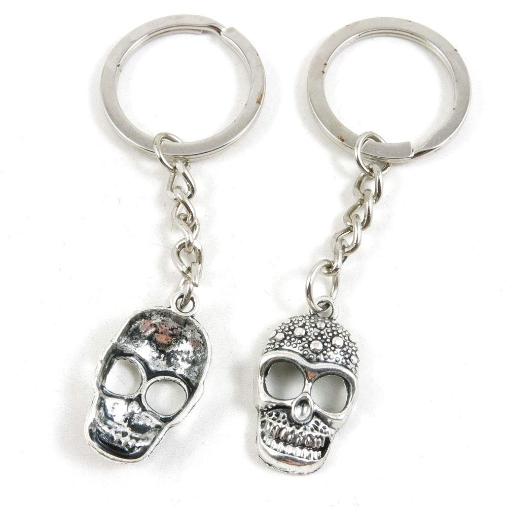 5 Items Metal Keychain Keyring Key Tags Chains Rings Jewelry Bag Charms O4BF5 Skull Head