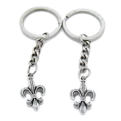 1 Item Metal Keychain Keyring Key Tags Chains Rings Jewelry Bag Charms M0LG5 Fleur De Lis Iris Lily