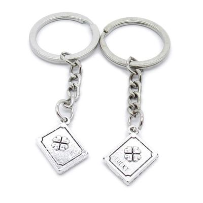 5 Items Metal Keychain Keyring Key Tags Chains Rings Jewelry Bag Charms BW5H3 Lucky Clover Book