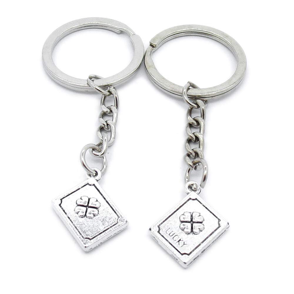 5 Items Metal Keychain Keyring Key Tags Chains Rings Jewelry Bag Charms BW5H3 Lucky Clover Book