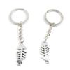 100 Items Metal Keychain Keyring Key Tags Chains Rings Jewelry Bag Charms G6MK2 Fish Bone Fishbone view 1