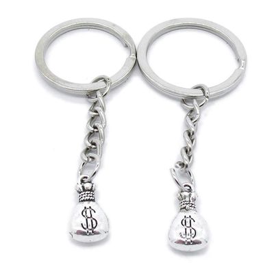 5 Items Metal Keychain Keyring Key Tags Chains Rings Jewelry Bag Charms ED6Z2 Dollar Money Bag Sack