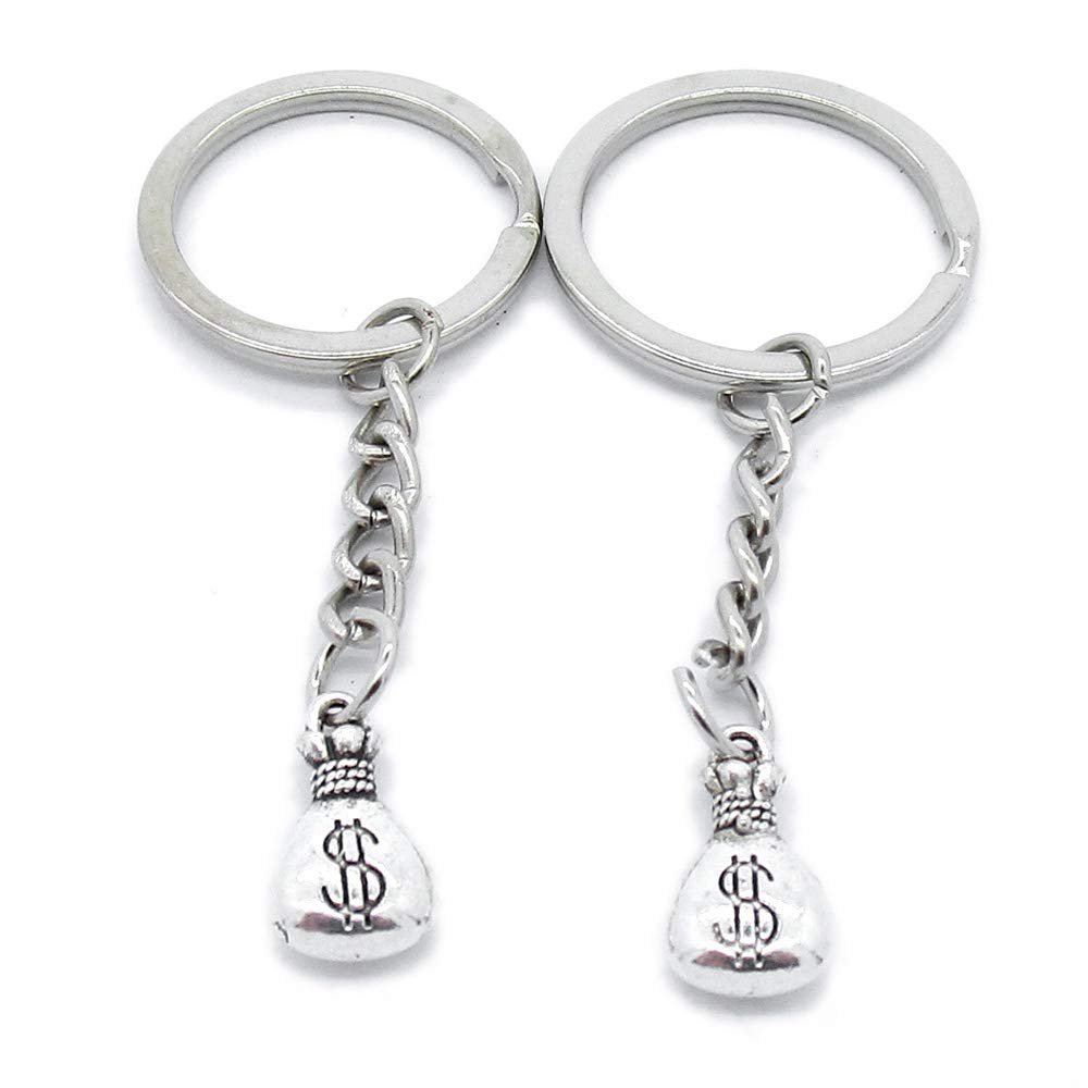 5 Items Metal Keychain Keyring Key Tags Chains Rings Jewelry Bag Charms ED6Z2 Dollar Money Bag Sack