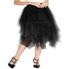 Womens Elegant Mesh Layered Tulle Skirt Sheer Tutu Skirt Midi Dress (M, Black) view 1