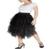 Womens Elegant Mesh Layered Tulle Skirt Sheer Tutu Skirt Midi Dress (M, Black) view 3