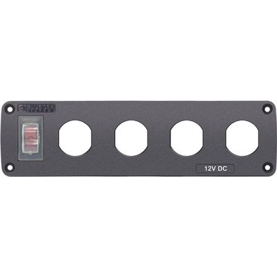 Blue Sea Systems 4369 Water-Resistant Accessory Panel, 4 Blank Sockets, Grey
