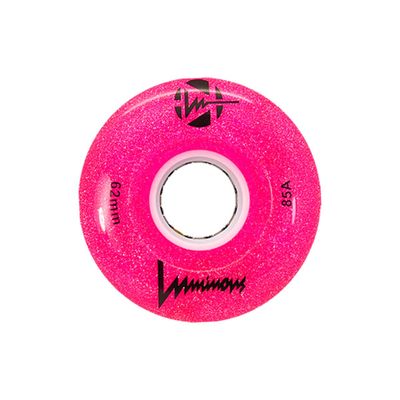 Luminous Pink Glitter Light-Up Quad Roller Skate Wheel (62mm) (Set of 4)