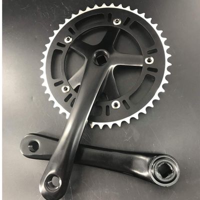 DONSP1986 Crankset Set Single Speed 46T 170mm Crankarms 130 BCD for Mountain Road Bike Fixed Gear Bicycle (Square Taper, Black) (46T, Sprocket)