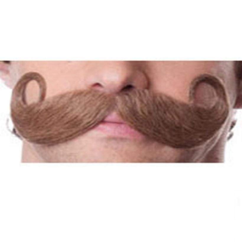 Big Handlebar Mustache Color Grey - Sepia Costume Wigs Extra Large Style Villain Upturn Human Hair Fiber English Face Rollie Fancy Dress Gentleman #939