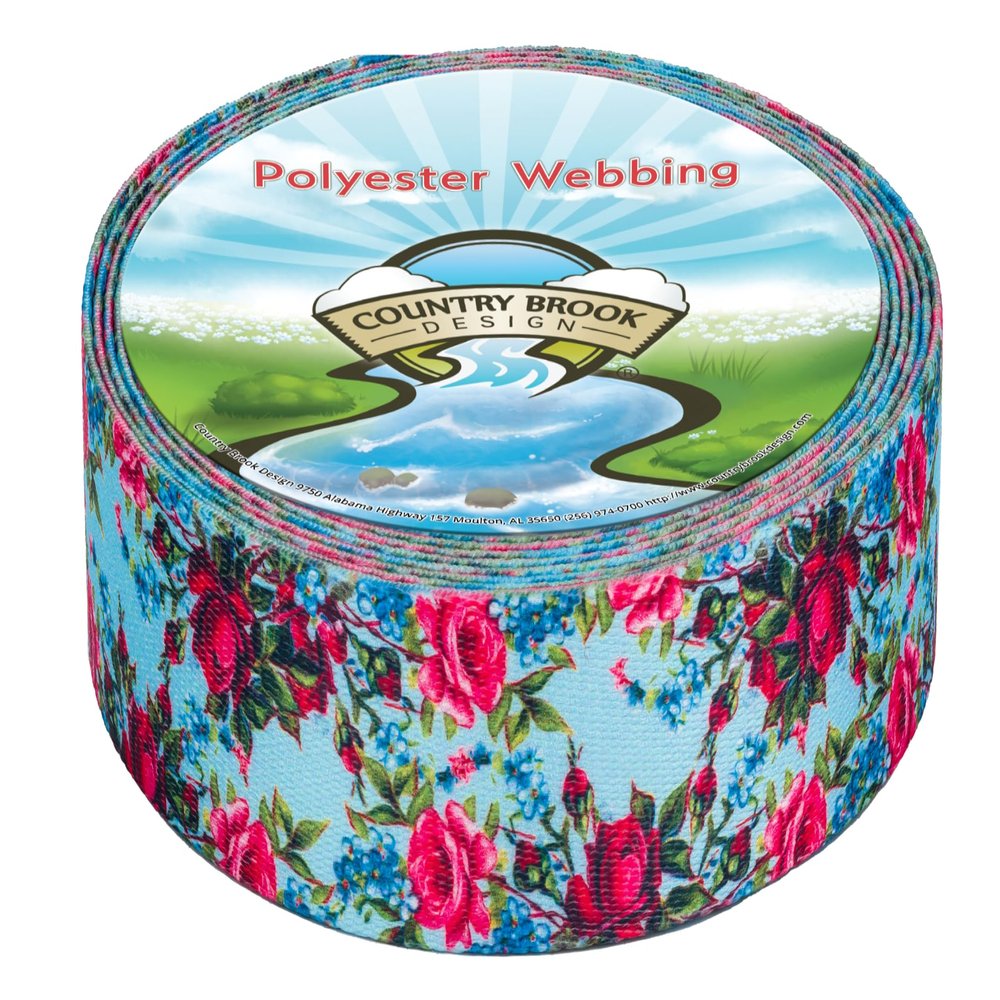 Country Brook Design - Vintage Roses Polyester Webbing (1 1/2 Inch, 20 Yards)