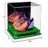 Better Display Cases Acrylic Large Shoe Pair Display Case for Basketball Shoes Soccer Cleats Football Cleats with Mirror, Light Blue Risers and Turf Base (A082-BLR) view 3