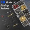 175pcs Fishing Swivels Snaps Kit - Ball Bearing Barrel Swivel 3 Way Swivels Fishing Tackle Line Connector Terminal Accessories Tackle Box for Lures Sinkers view 3