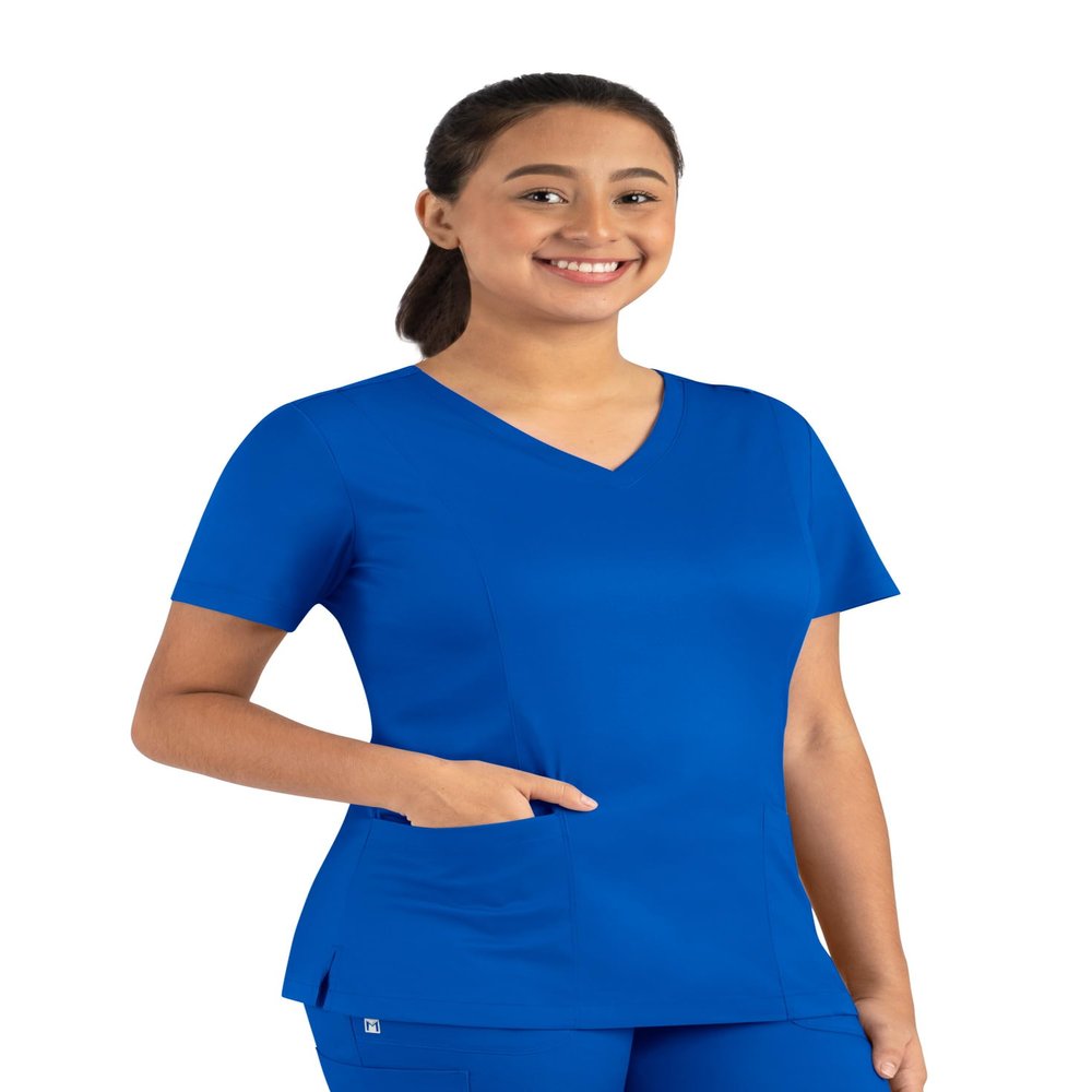 Maevn Matrix Double V-Neck Scrub Top (XX-Small, Royal Blue)