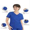 Maevn Matrix Womens Curved Mock Wrap Stretchy Medical Scrub Top Royal Blue view 2