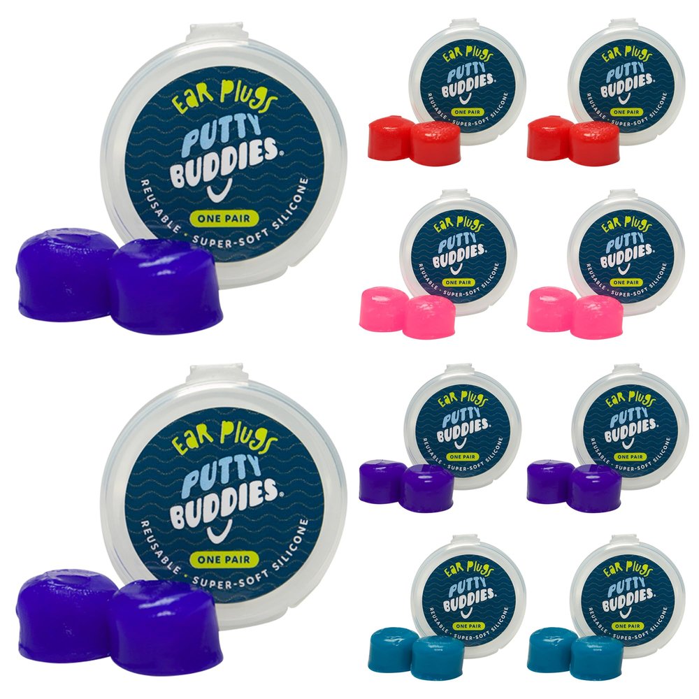 Earvolution Putty Buddies Earplugs for Swimming and Bathing - Doctor-Invented, Made in USA, Moldable Premium Silicone Plugs Help Prevent Swimmer's Ear, 10 Pair Pack - Assorted