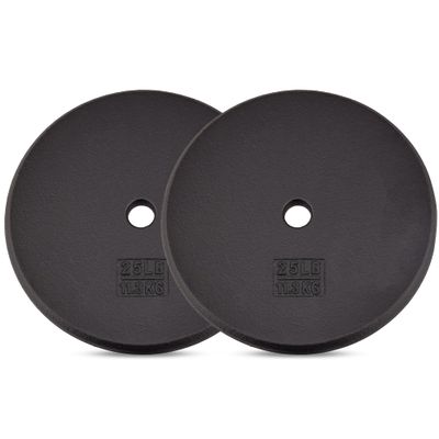 Yes4All Standard 1-inch Cast Iron Weight Plates 5, 7.5, 10, 15, 20, 25 lbs (Single & Pair), Black