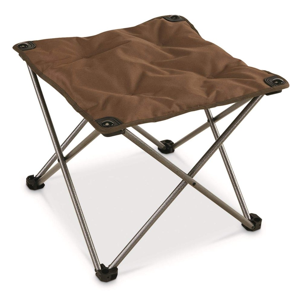 Guide Gear Camping Chair Foot Stool, Folding, Collapsible, Portable Footrest Brown