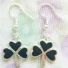 Cute New Silver Black Enamel Shamrock St Patrick's Day Dangle Earrings For Women Lady view 2