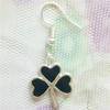 Cute New Silver Black Enamel Shamrock St Patrick's Day Dangle Earrings For Women Lady view 3