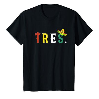 3 Year Old Mexican Fiesta Birthday Theme Tres Anos 3rd Gift T-Shirt