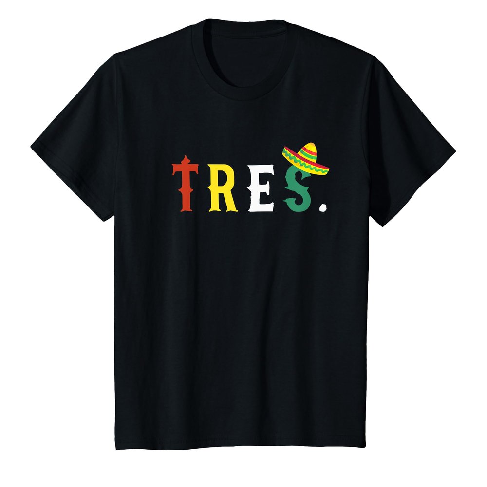 3 Year Old Mexican Fiesta Birthday Theme Tres Anos 3rd Gift T-Shirt