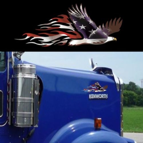 Bald Eagle American Flag Decals - 2 Piece Set - Peterbilt 379 389 Kenworth W900L W900