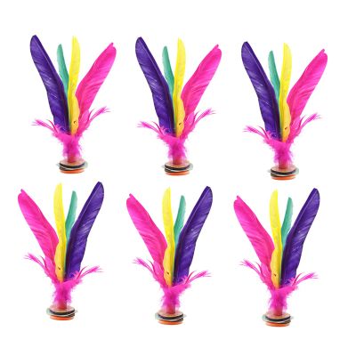 Bleiou 6 Pack Chinese Jianzi Colorful Feather Kicking Shuttlecock Foot Sports Game