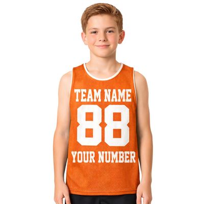 Custom Basketball Jersey for Kids Boys Girls Personalized Youth Mesh Shirt with Name and Number, Team Uniform Sports Tee Deep Orange