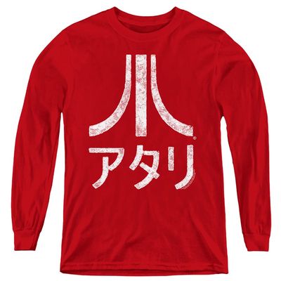 Atari Rough Kanji Youth Long Sleeve T Shirt, Large Red