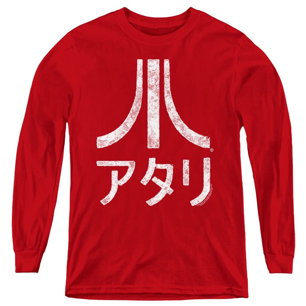 Atari Rough Kanji Youth Long Sleeve T Shirt, Large Red