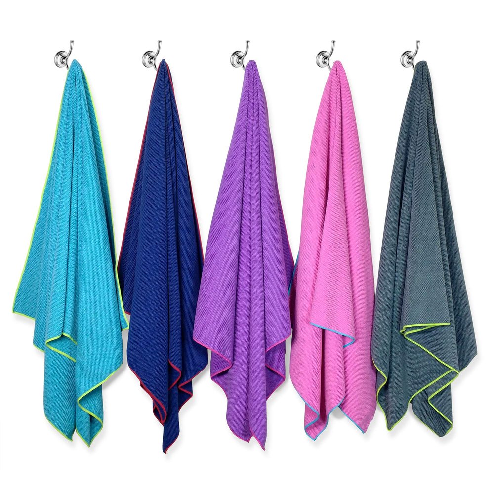 Flow Microfiber Quick Dry Swim Towel - Pool Towels for Competitive Swimming and Other Water Sports with Medium and Large Options Available (Purple, Large (60 x 30))