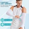 HiRui Arm Compression Sleeves for Men Women Youth Kids, UV Protection 20-30mmHG Support, Great for Running Cycling Basketball Golf Tattoo Cover, Breathable Moisture-Wicking (White, Large) view 3