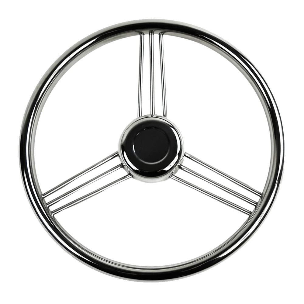 MARINE CITY 316 Grade Stainless Steel Polished Steering Wheel 15 Degree Dish 9 Spokes 13-1/2 Inches for Boats Yachts Ships (Pack of 1)